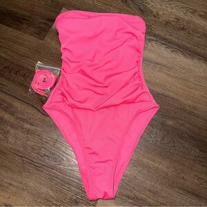 Target Shade & Shore Pink Convertible Strapless One Piece Swimsuit